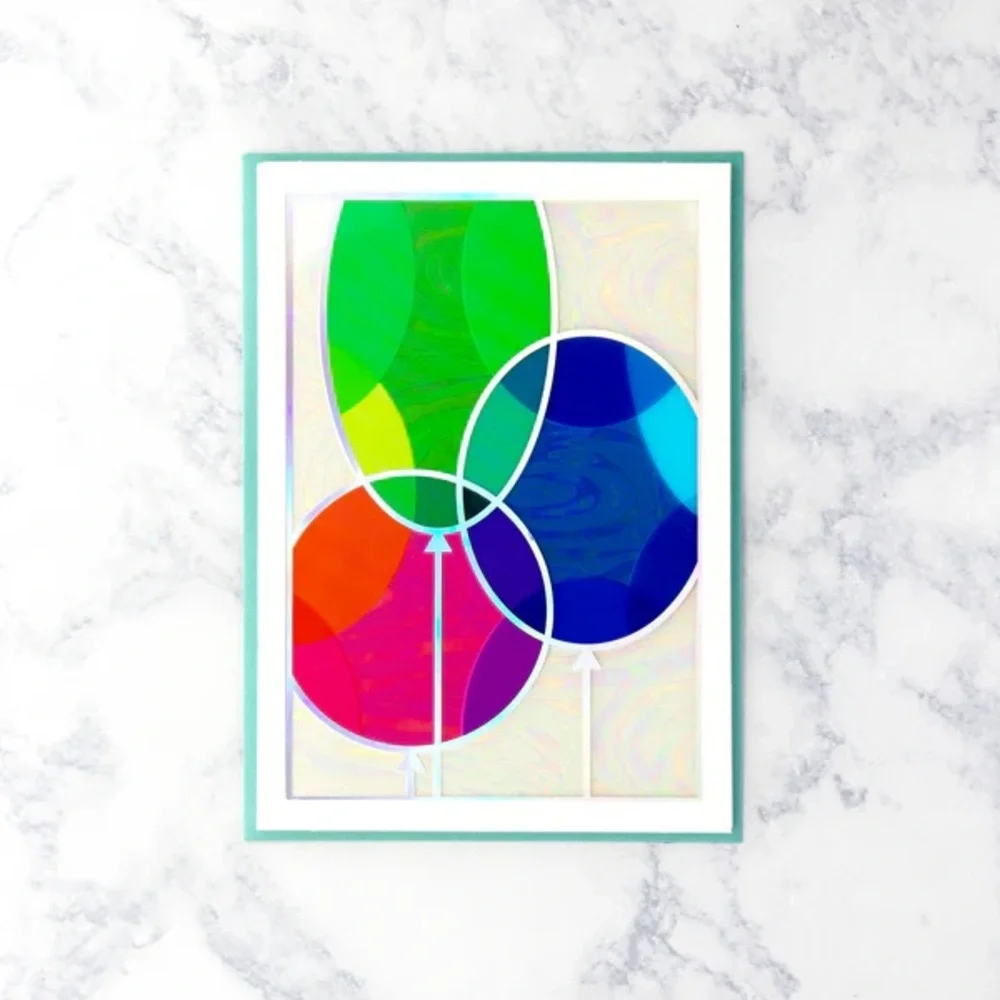 🆕Papyrus “Stained Glass” Balloons Birthday Greeting Card